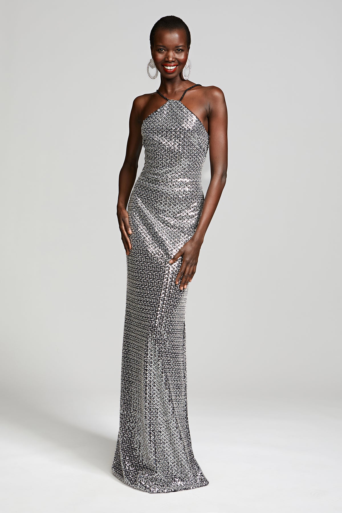 Yeva Gown In Crystal Sequin Halston Yeva Gown In Crystal Sequin Halston