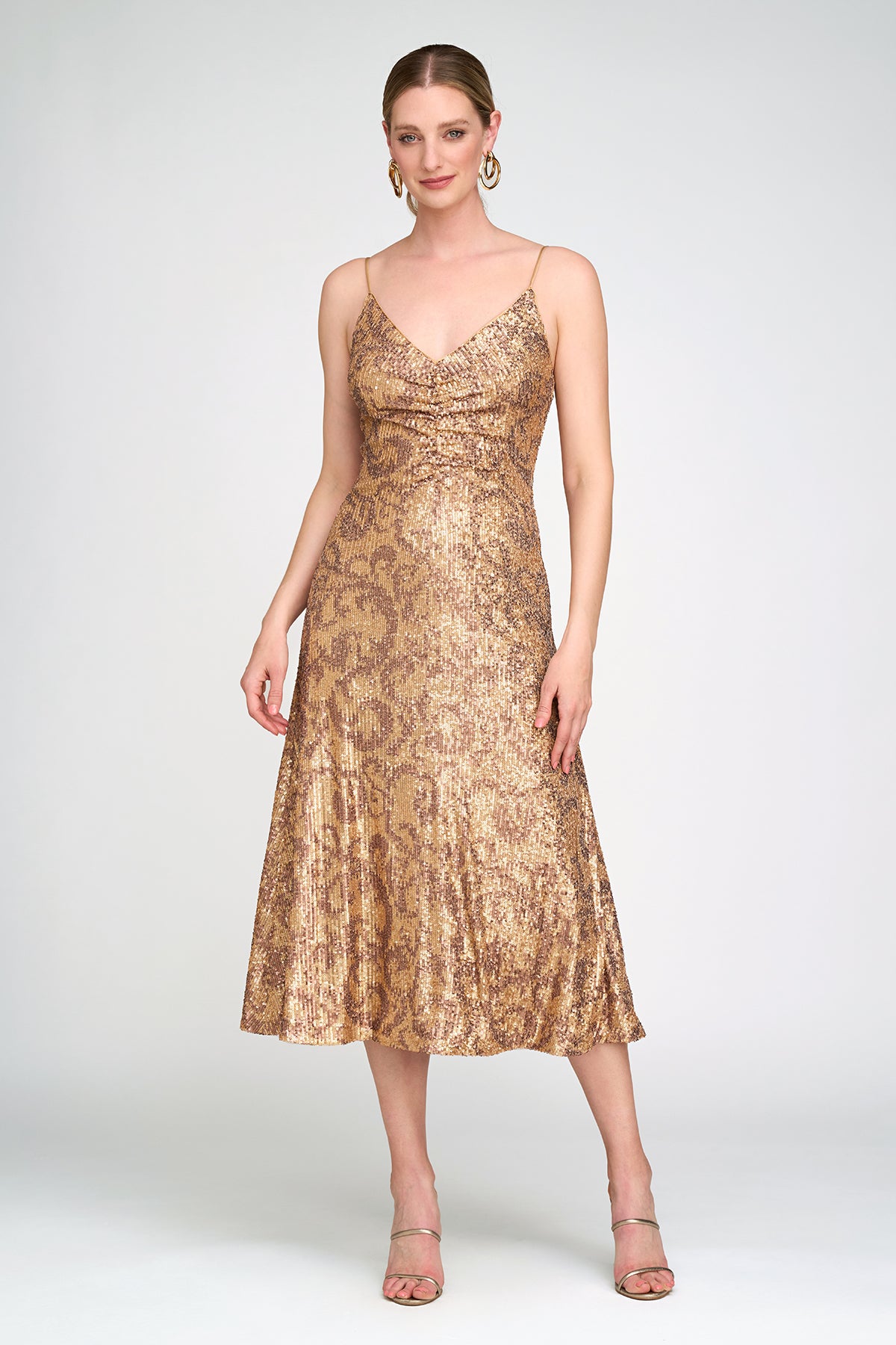 green emerald velvet dress A-Line Sequin Empire Gold Prom Dress Long Sweep Train PSK152 US12 / Gold main image 1