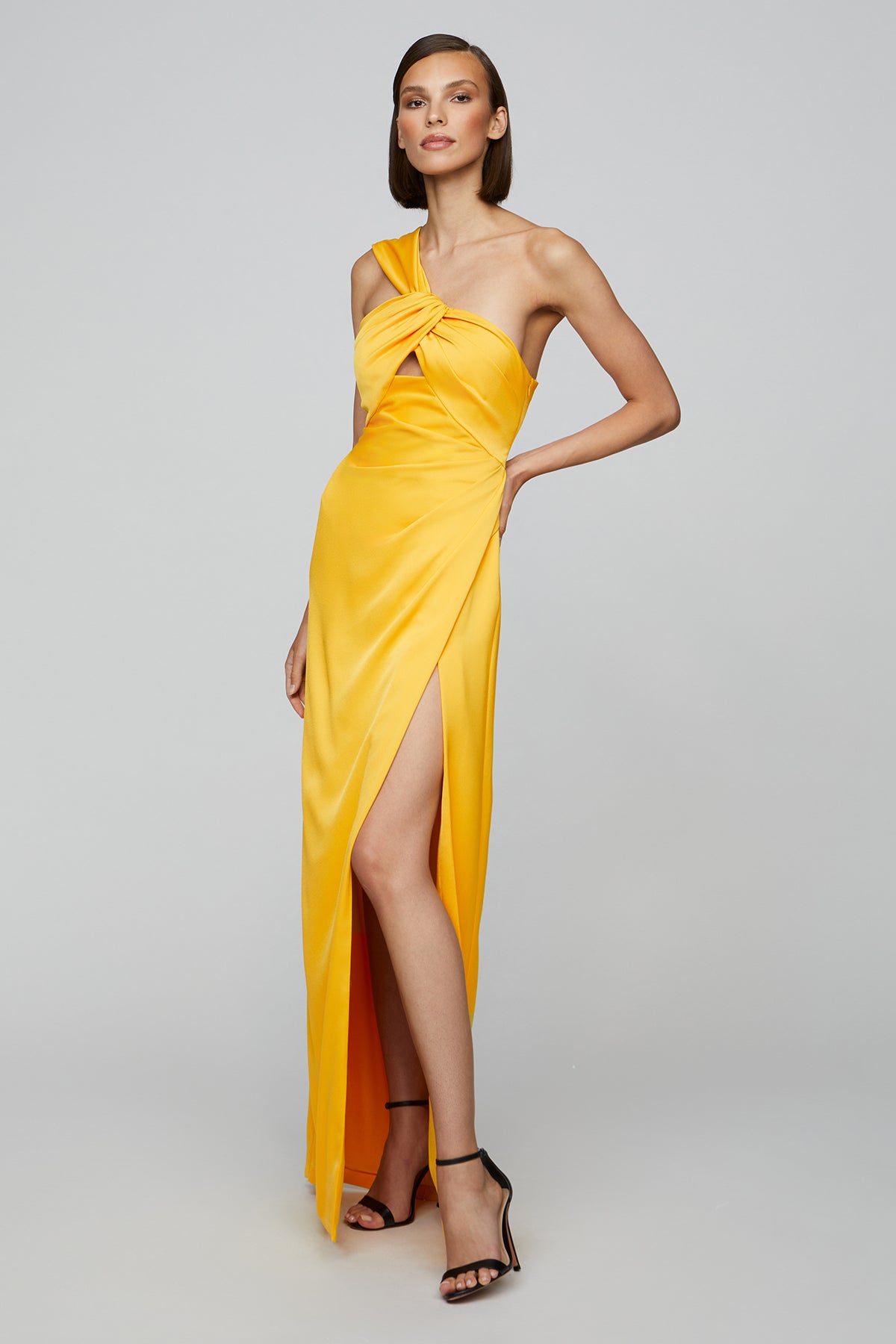 halston asymmetric dress Asymmetric Draped Gown