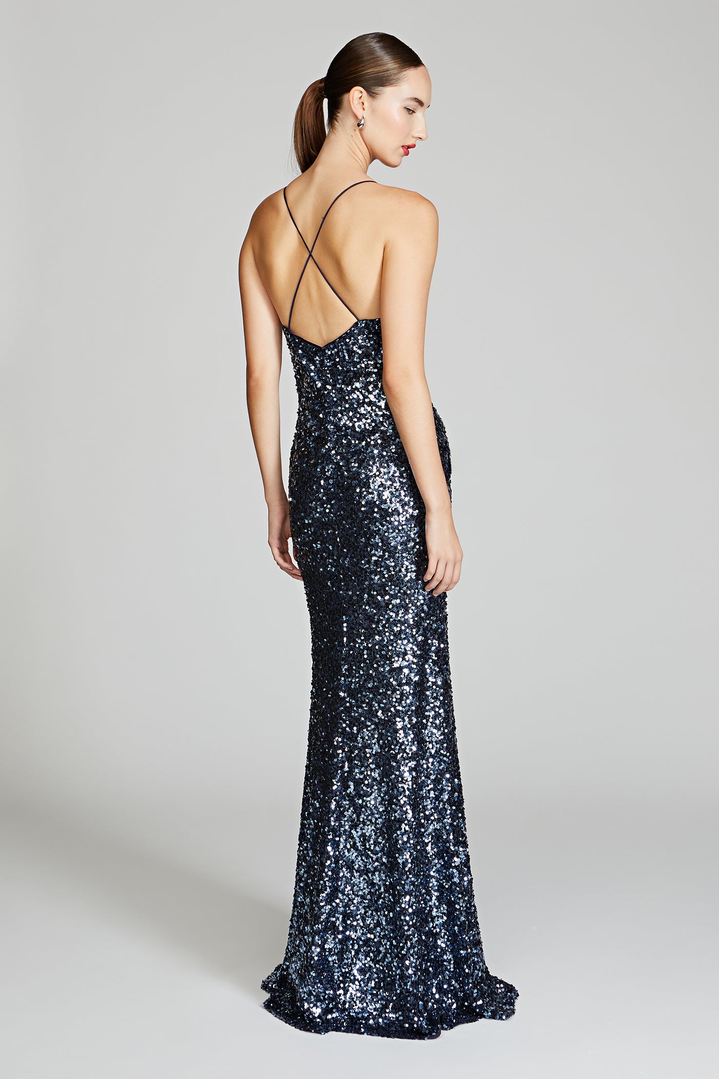 blue and black dress gold and white dress Manon Sequins Gown – Halston
