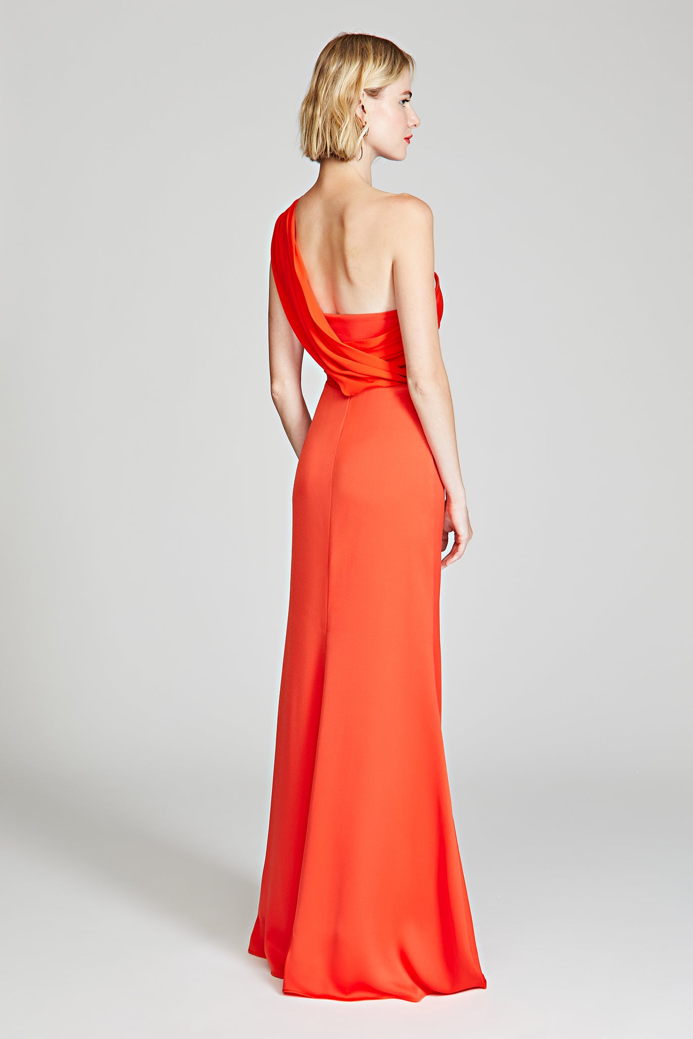 one shoulder dress orange Roselle Crepe Gown 8 / Orange Spice