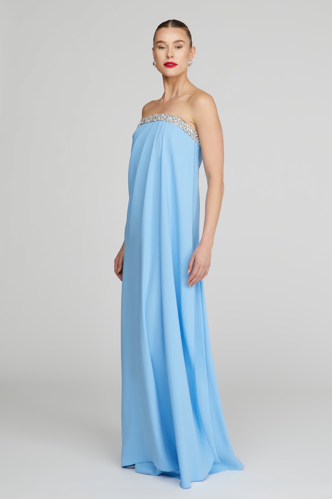 Halston Women's Fleur Strapless Gown - Blue - Size 10