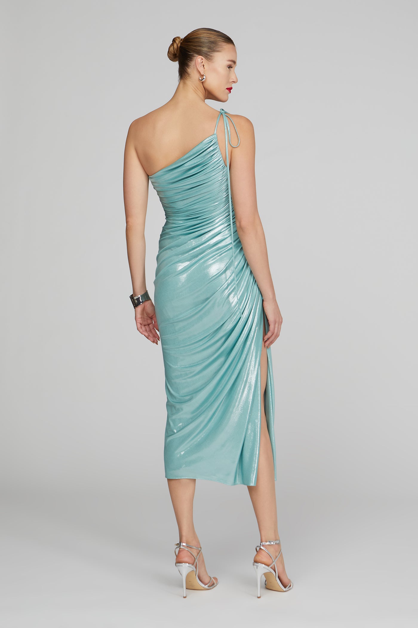 halston heritage green one shoulder dress Halston Heritage One Shoulder Flowy Dress, Green, Size 4