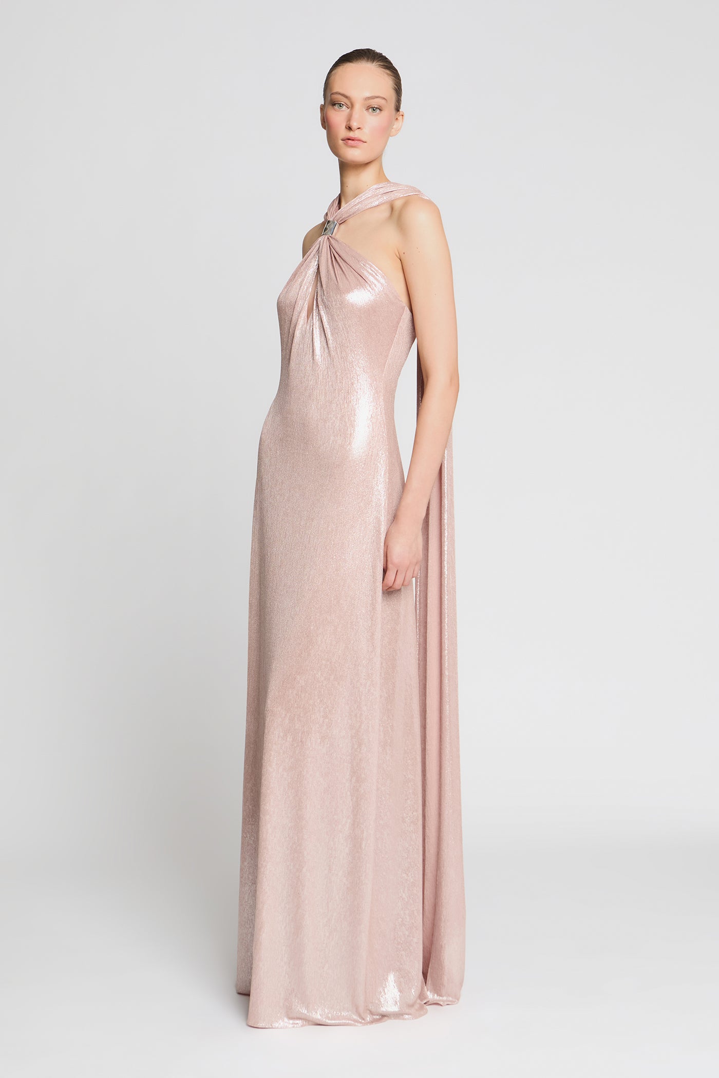 halston metallic dress Sofie Metallic Jersey Gown – Halston