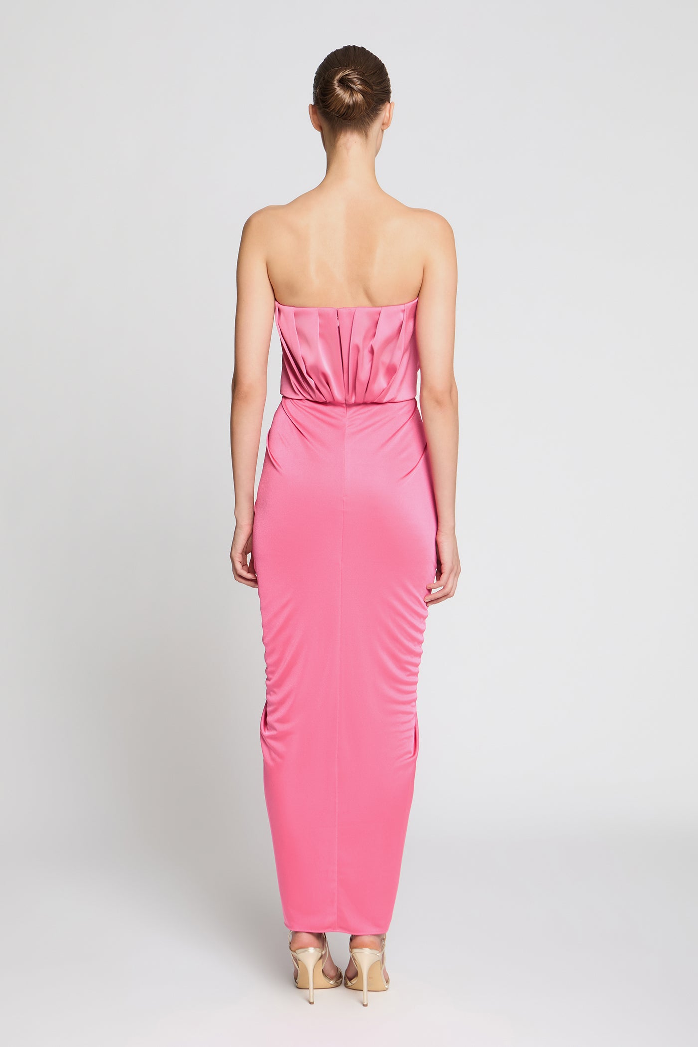 strapless jersey midi dress Halston Nadia Strapless Draped Jersey Midi Dress, Ruby, Women's, 0, Casual & Work Dresses Jersey Dresses