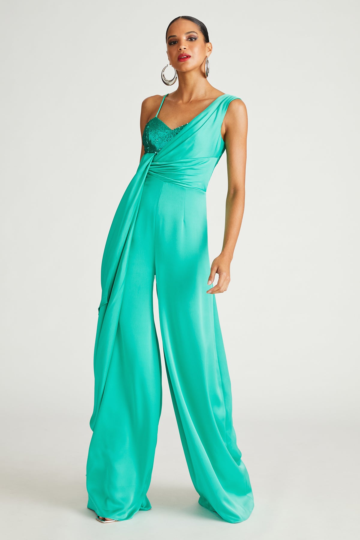 Khi Jumpsuit In Satin & Sequin Halston Khi Jumpsuit In Satin & Sequin Halston