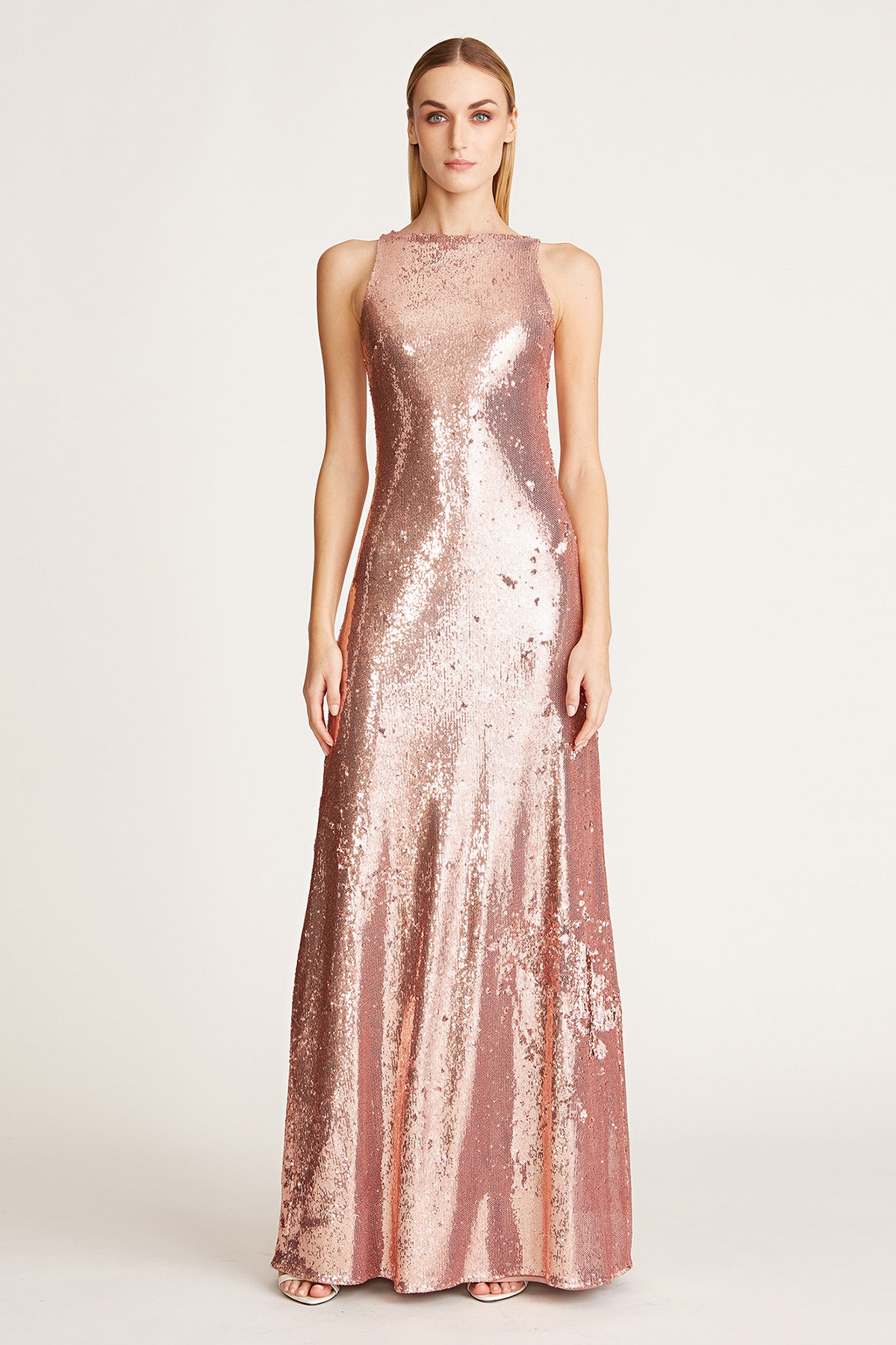 Halston - Madden Back Twist Gown - Rose Gold