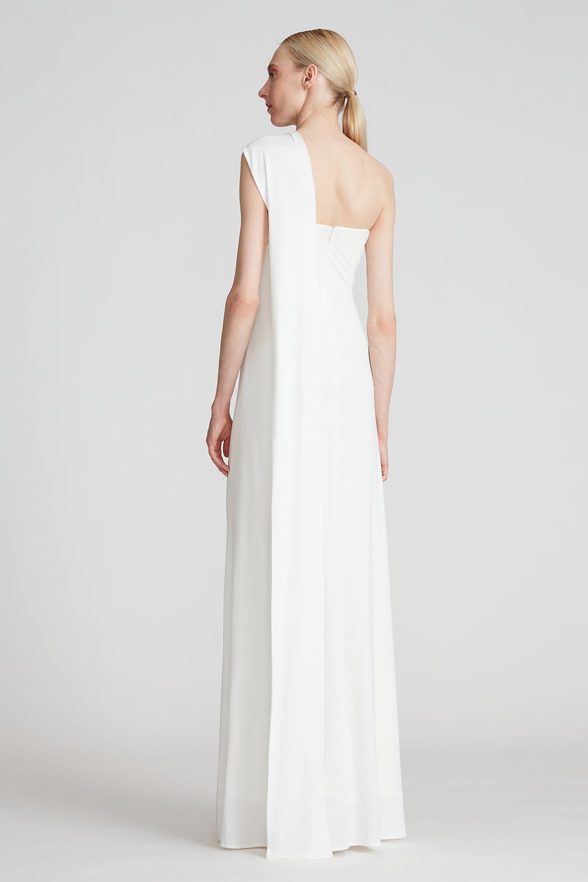 HALSTON Lilah twist-front stretch-jersey halterneck gown