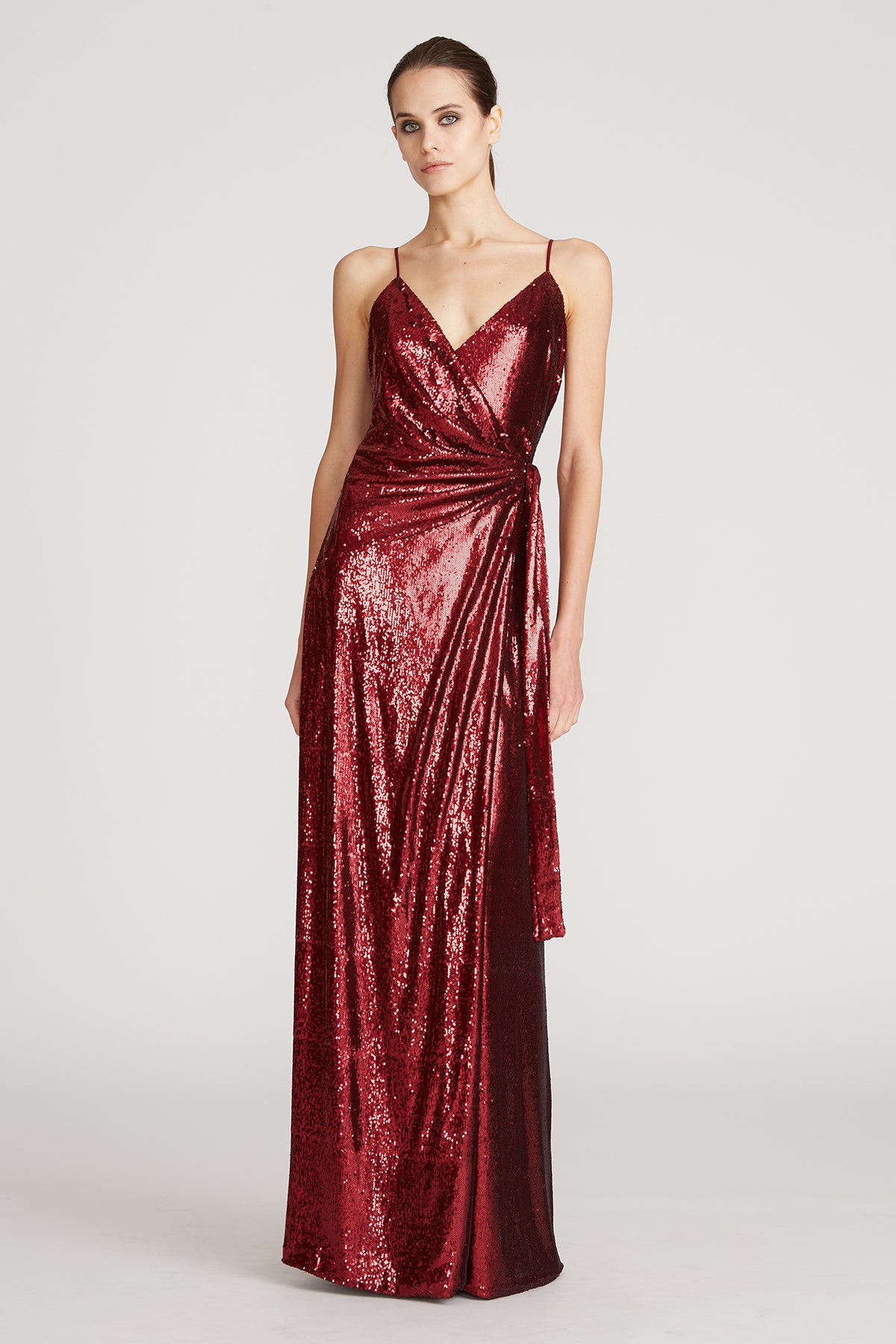 Amiel Sequin Wrap Gown
