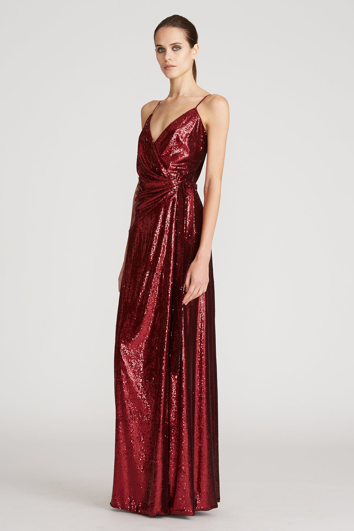 Amiel Sequin Wrap Gown