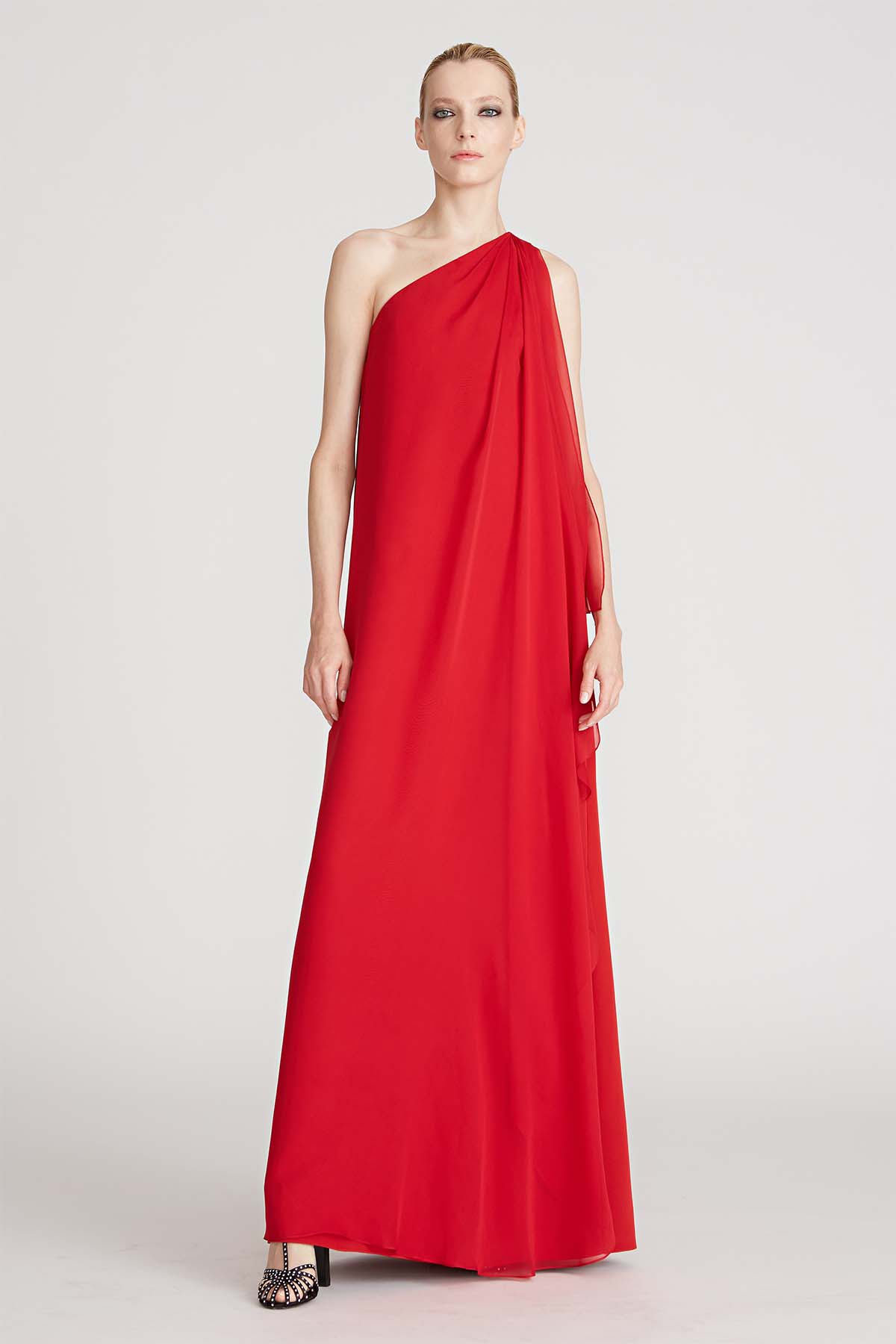 halston heritage off the shoulder dress Halston x Netflix