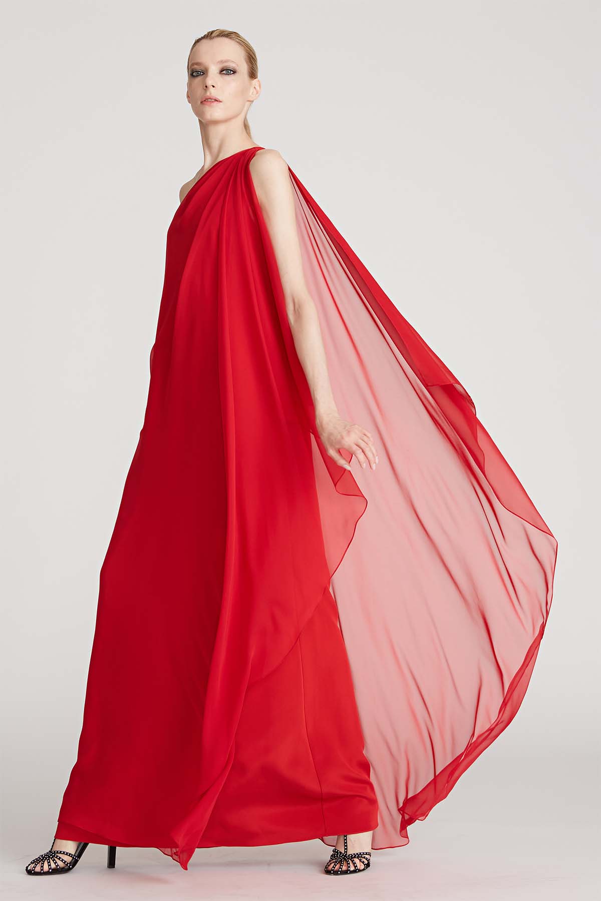 Halston x Netflix - Marisa One Shoulder Crepe Gown Halston x Netflix - Marisa One Shoulder Crepe Gown