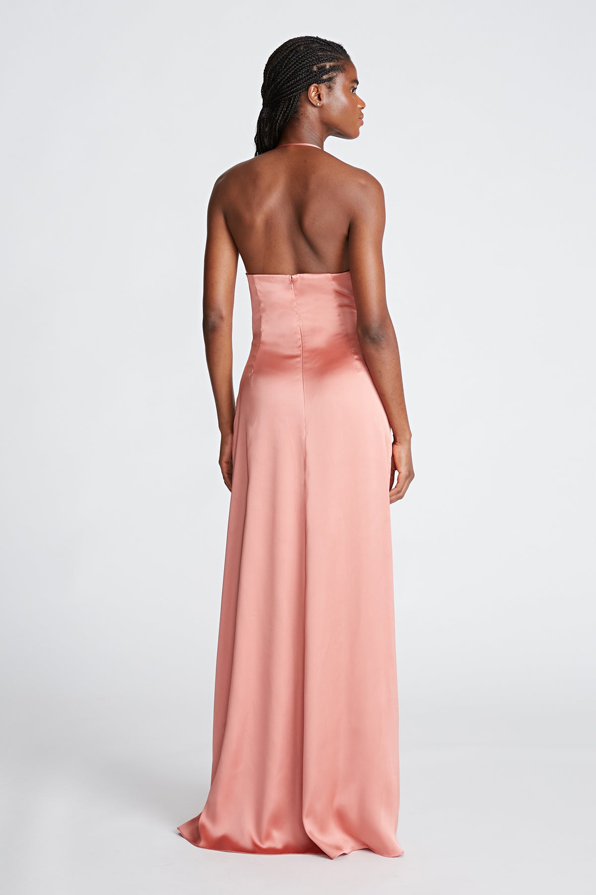 sutton high slit satin formal dress Sutton High Slit Satin Formal Dress