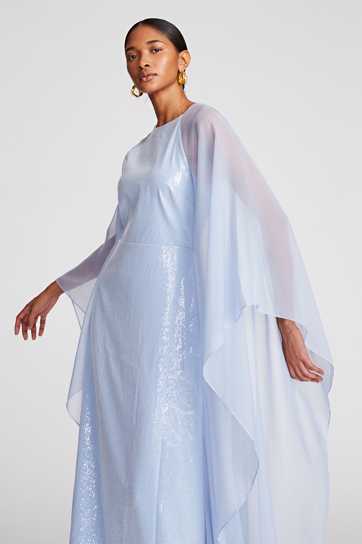 halston blue dress Halston Women's Belted Maxi Dress - Light Blue
