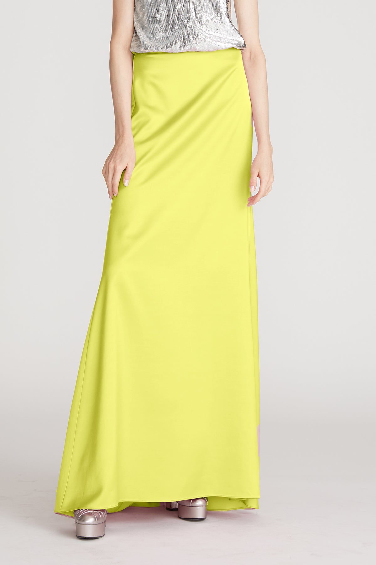 Halston - Astin Satin Skirt - Citron