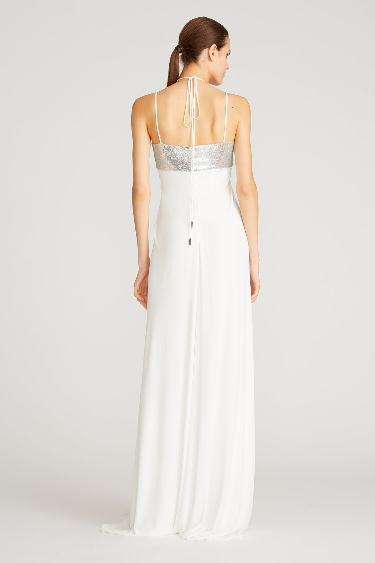 Halston - Del Sequin Jersey Jumpsuit - Silver