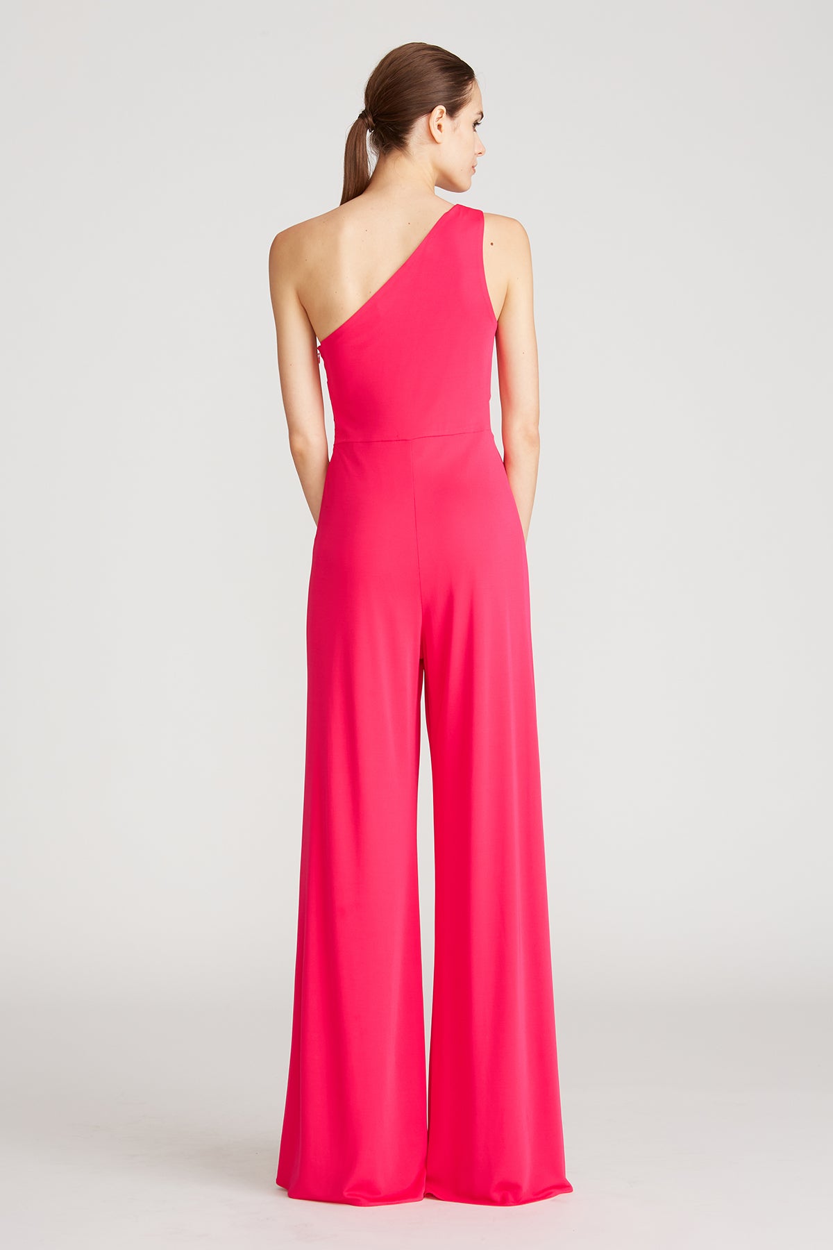 Halston - Randi Jersey Twist Jumpsuit - Hot Pink