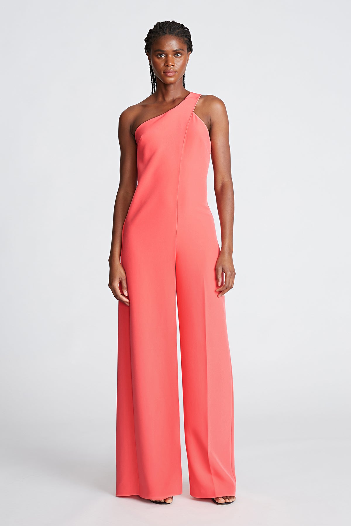 Halston asymmetric hot sale crepe jumpsuit