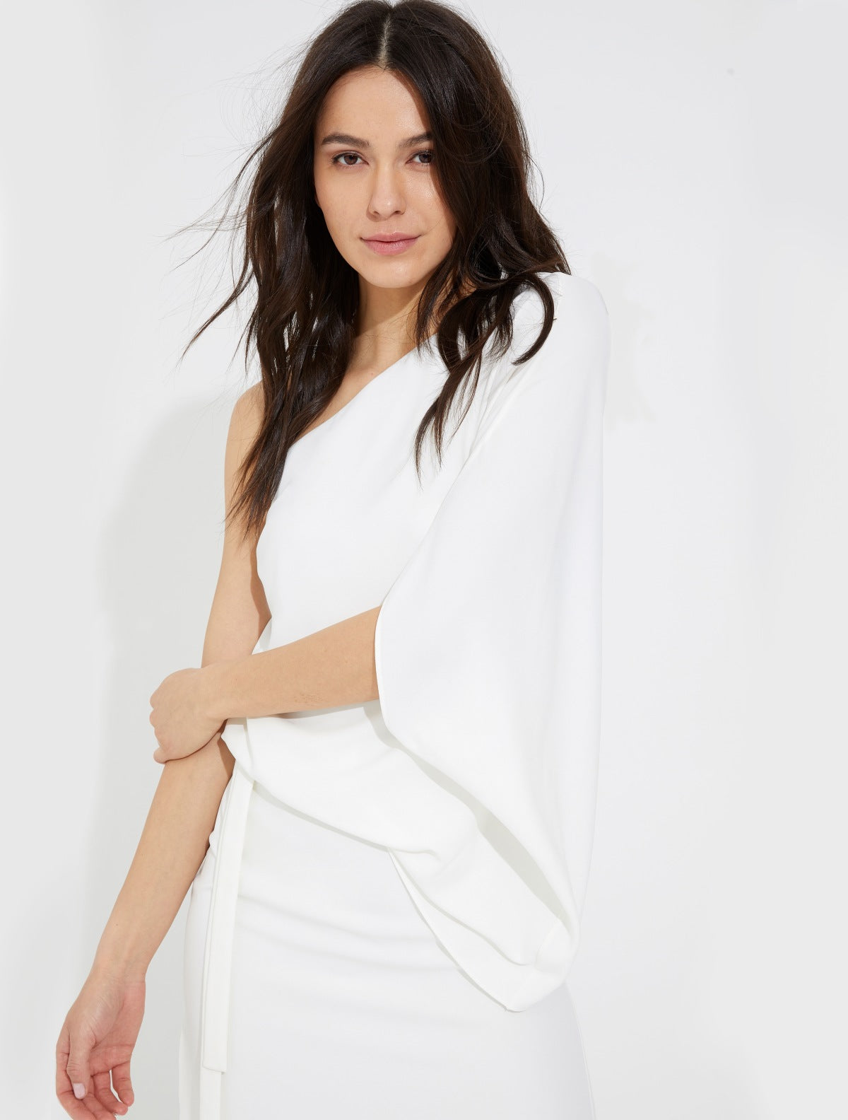 Draped one shoulder crepe dress Draped one shoulder crepe dress