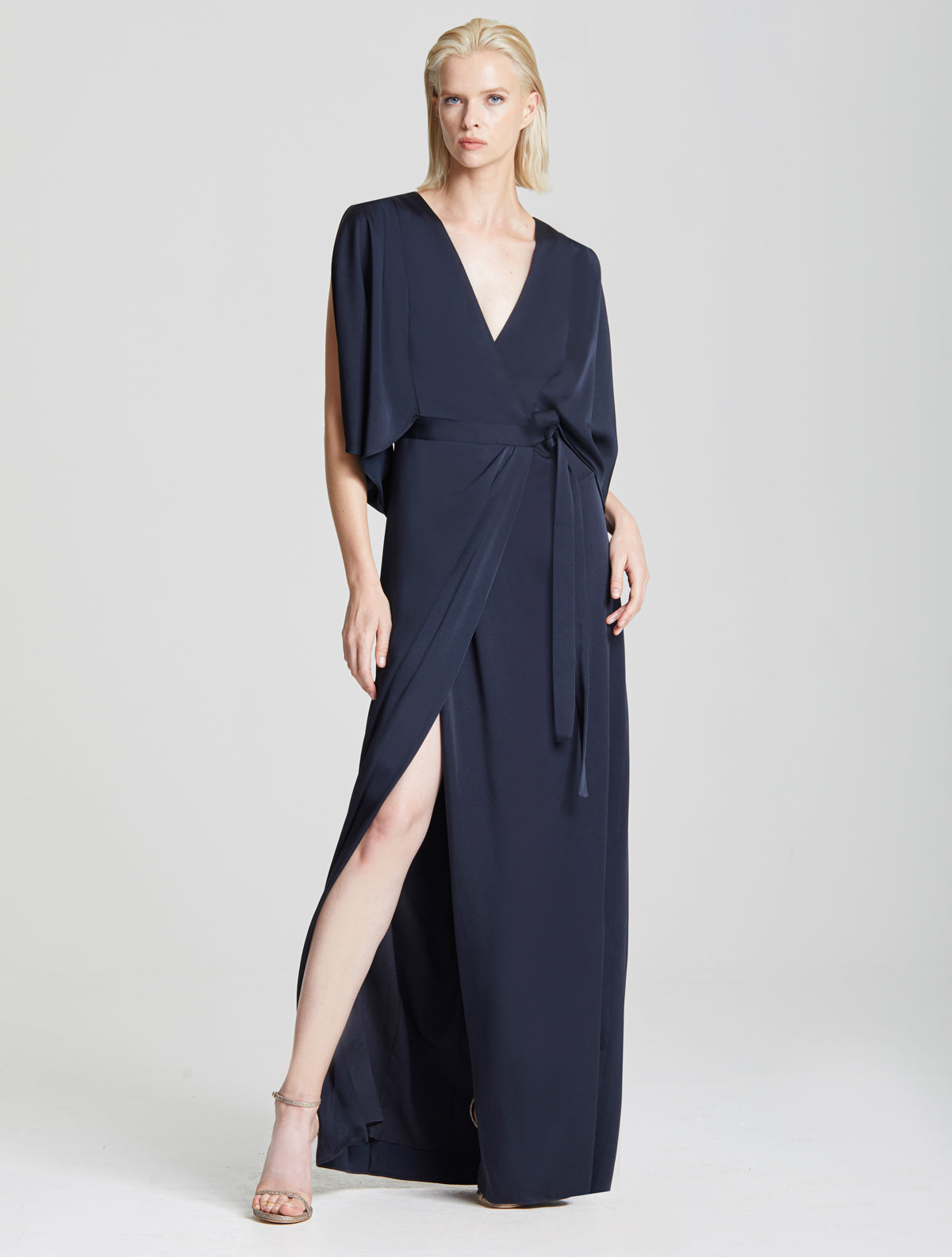halston heritage navy blue dress Halston Heritage Navy Blue Sleeveless Midi Dress