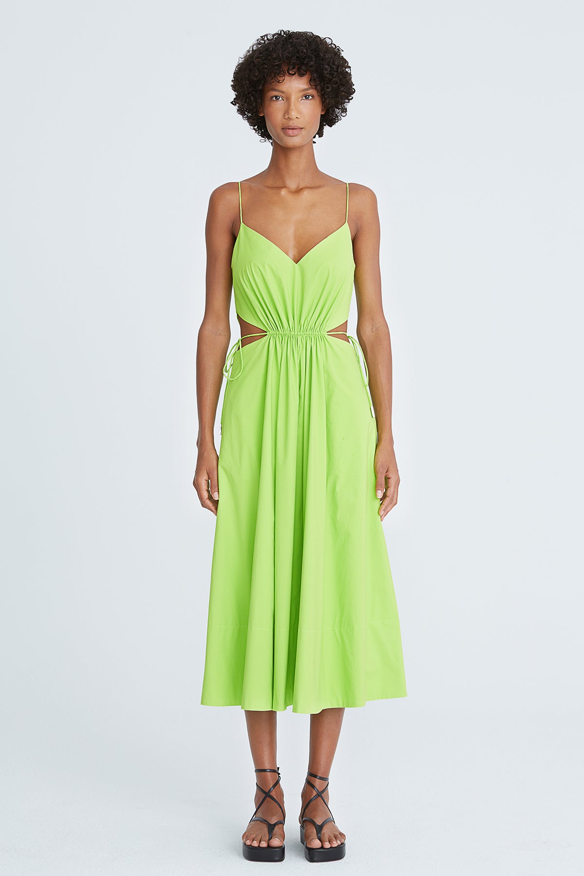 uo carmen ruched midi dress Carmen Dress in Clover Orange XL