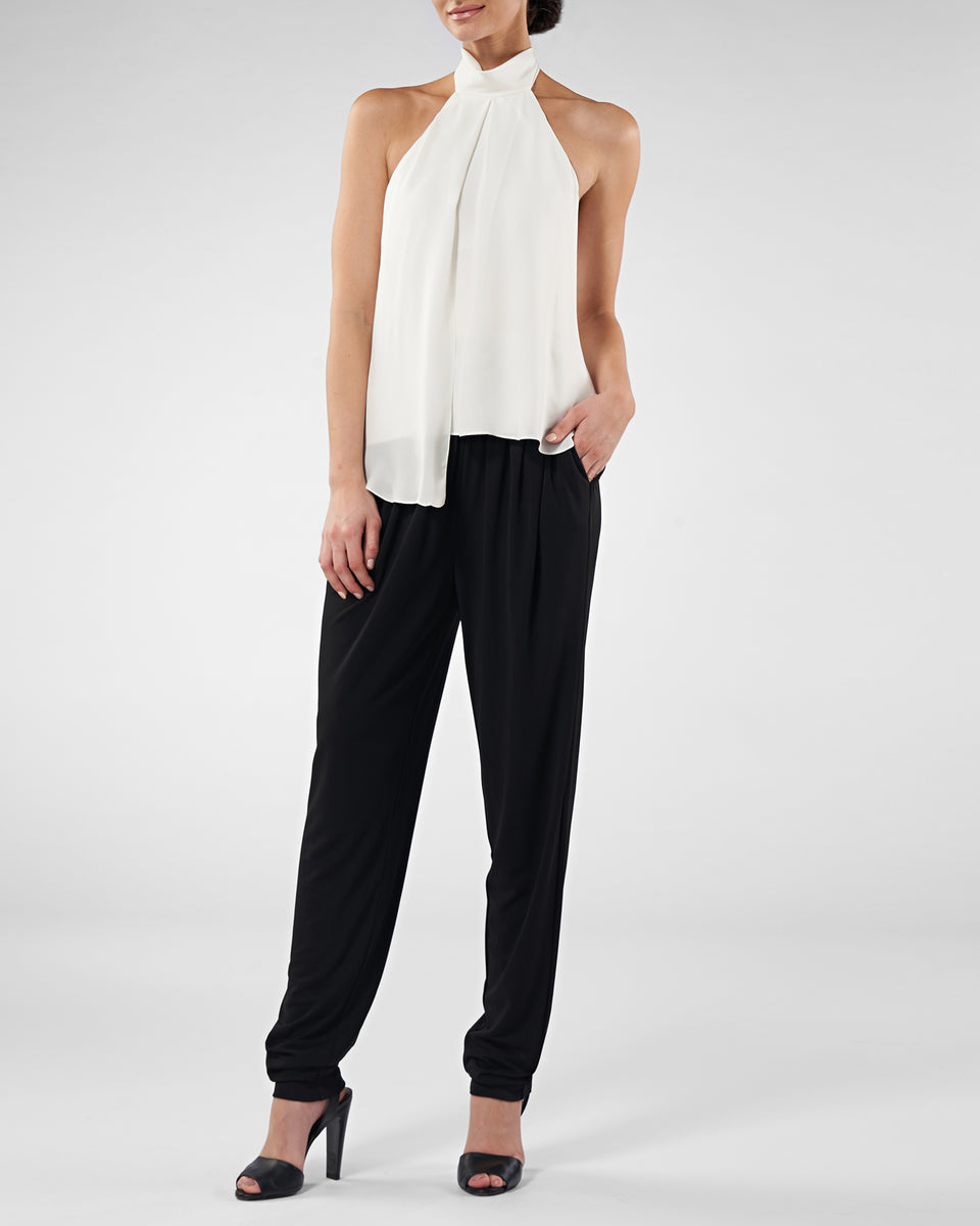 Halston - Sasha Silk Drape Top