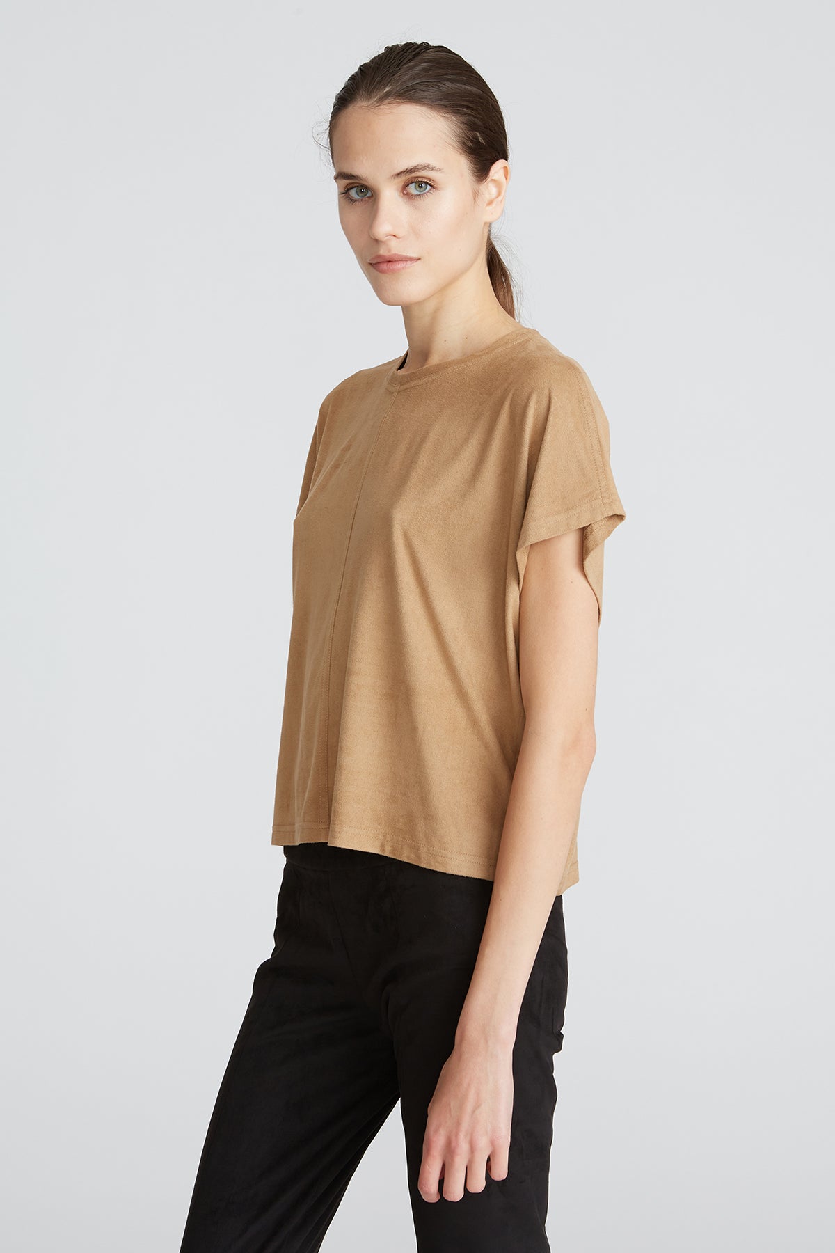 Halston - Ariya Suede T-Shirt - Camel