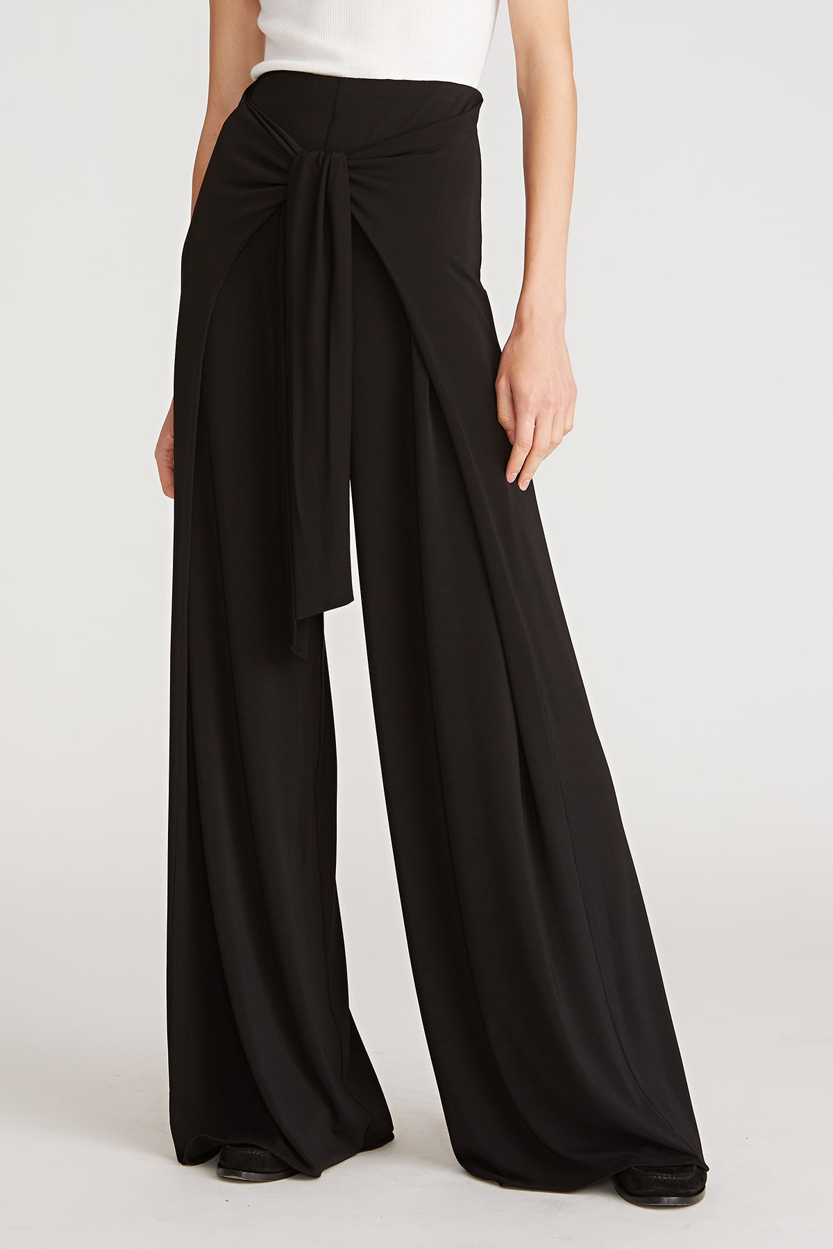 Halston - Ambrose Jersey Tie Frnt Pant - Black