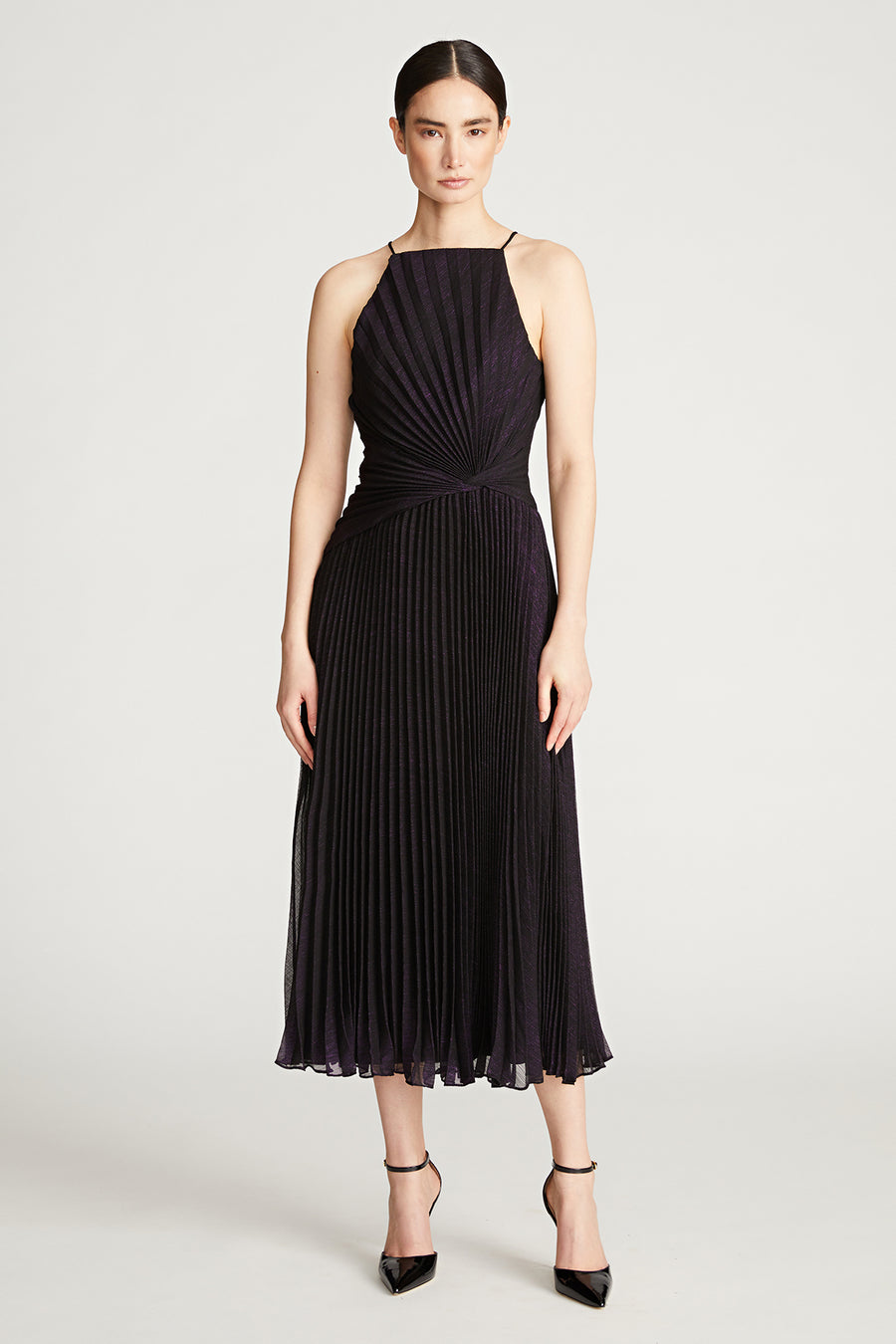 Serenity Dress In Foil Chiffon 2 / Black/Aubergine Serenity Dress In Foil Chiffon 2 / Black/Aubergine