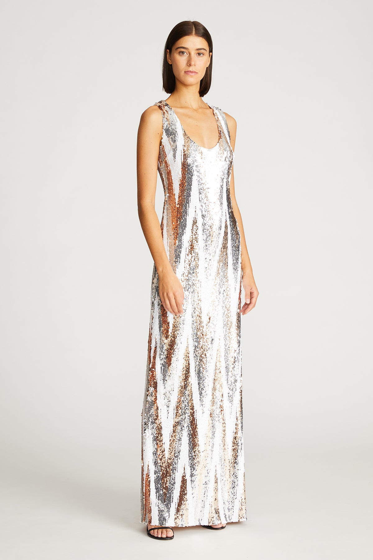 Eleanor Gown In Chevron Sequin – Halston