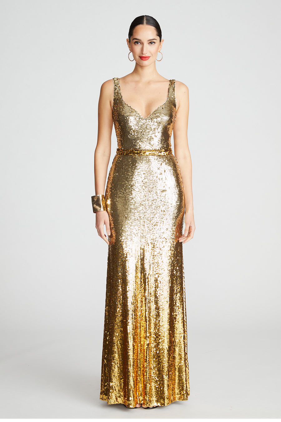 halston heritage gold sequin dress Halston Alva Sequin Midi Dress