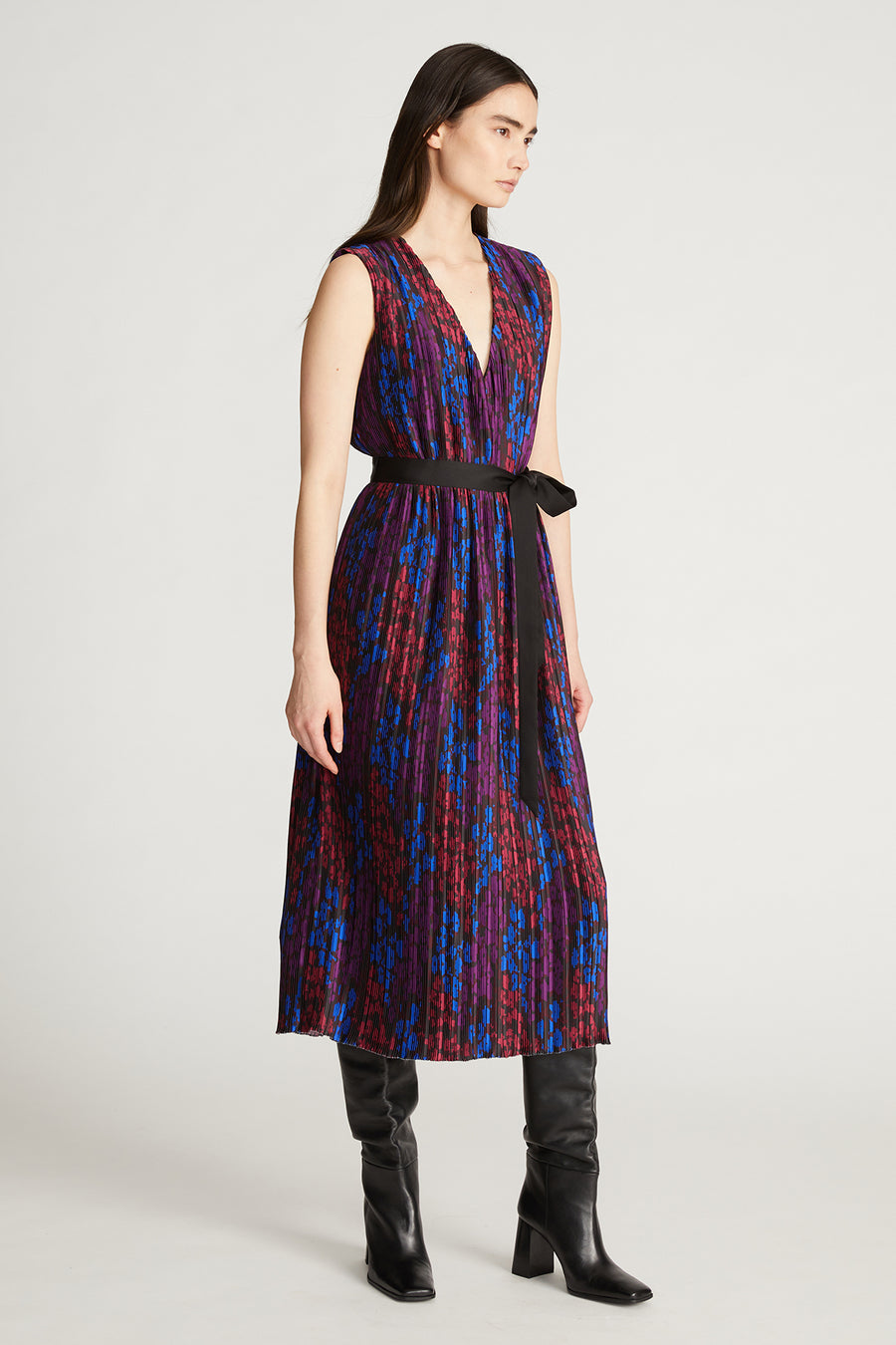 Kieran Dress In Printed Pleat