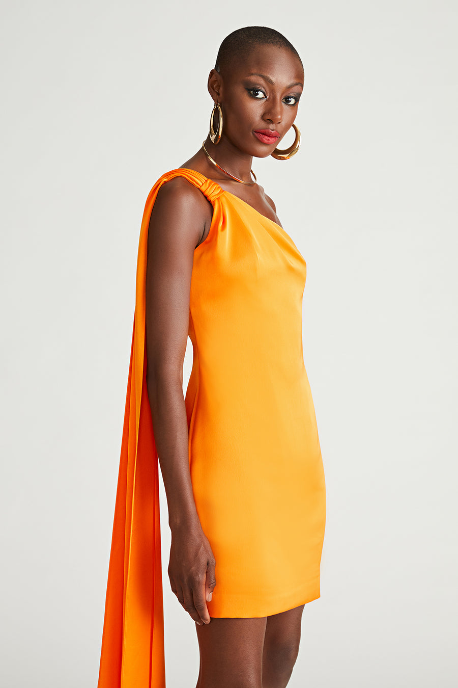 Jax Dress In Satin 10 / Tangerine