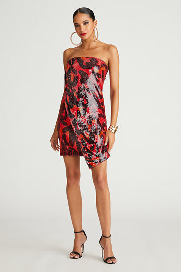 Ari Dress In Printed Sequin