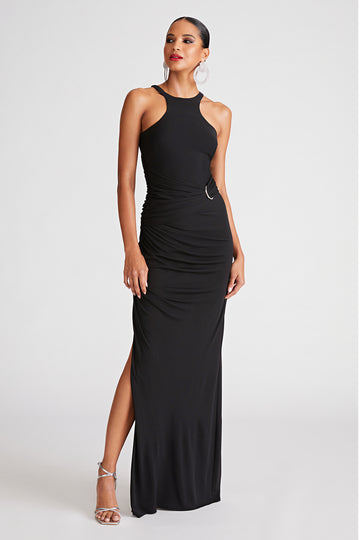 halston heritage halter neck dress Halston Satin Halter Neck Maxi Dress