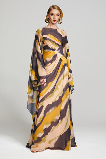 Leya Caftan In Print Chiffon