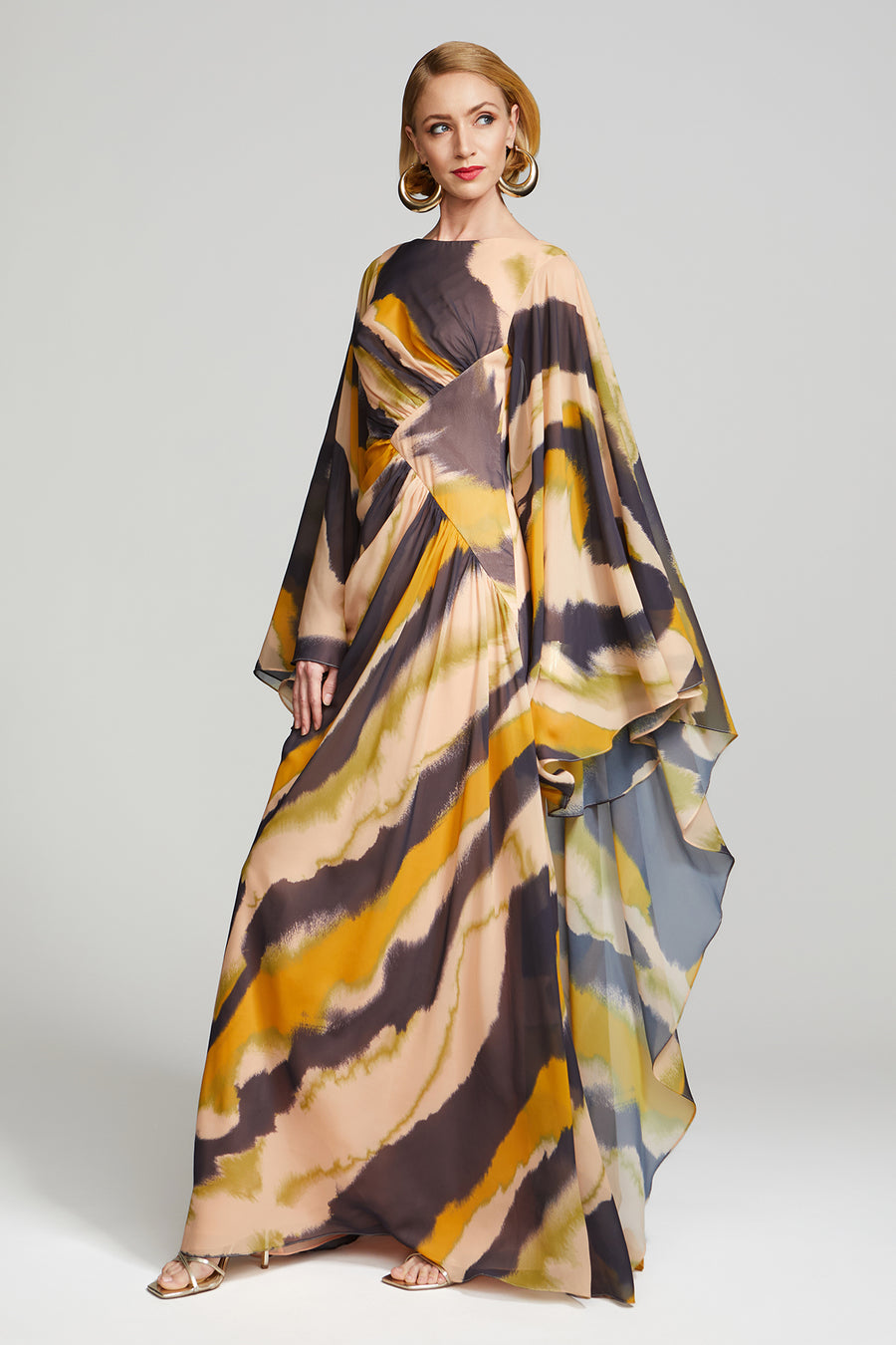 Leya Caftan In Print Chiffon