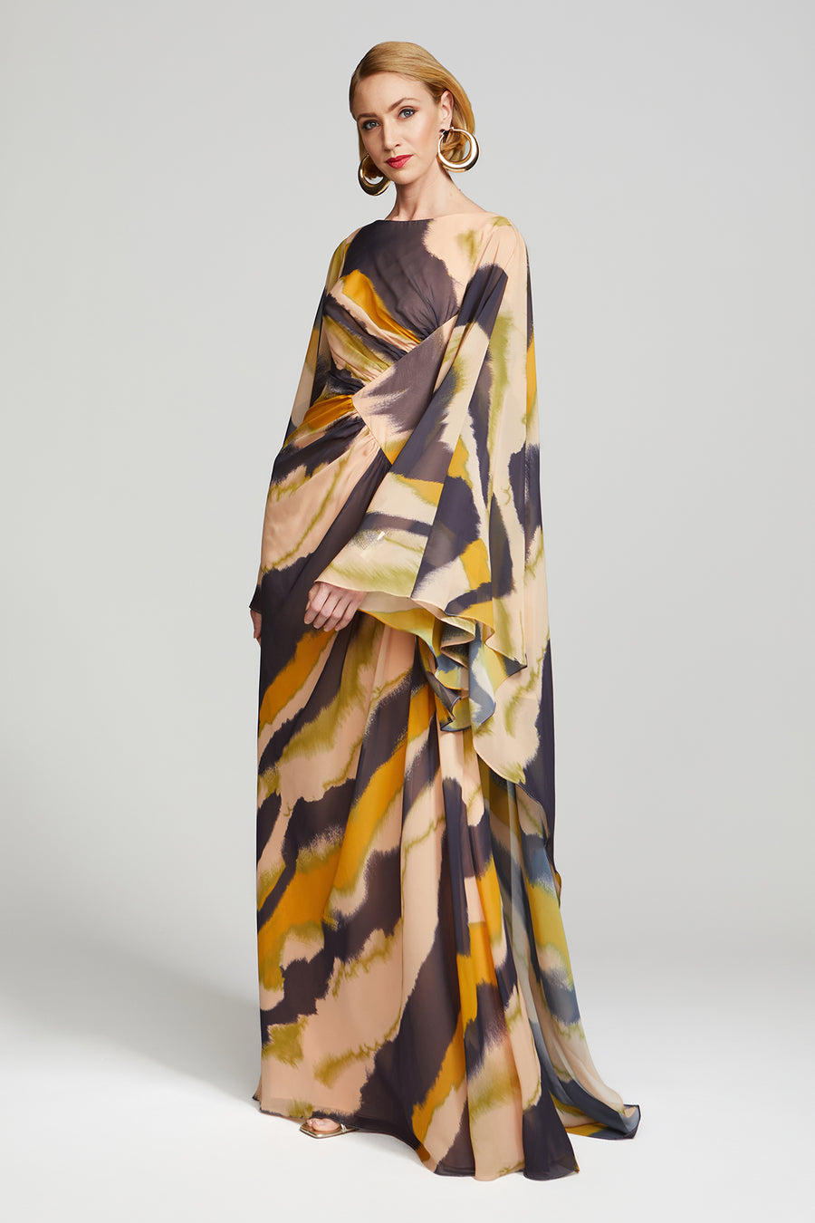 Leya Caftan In Print Chiffon