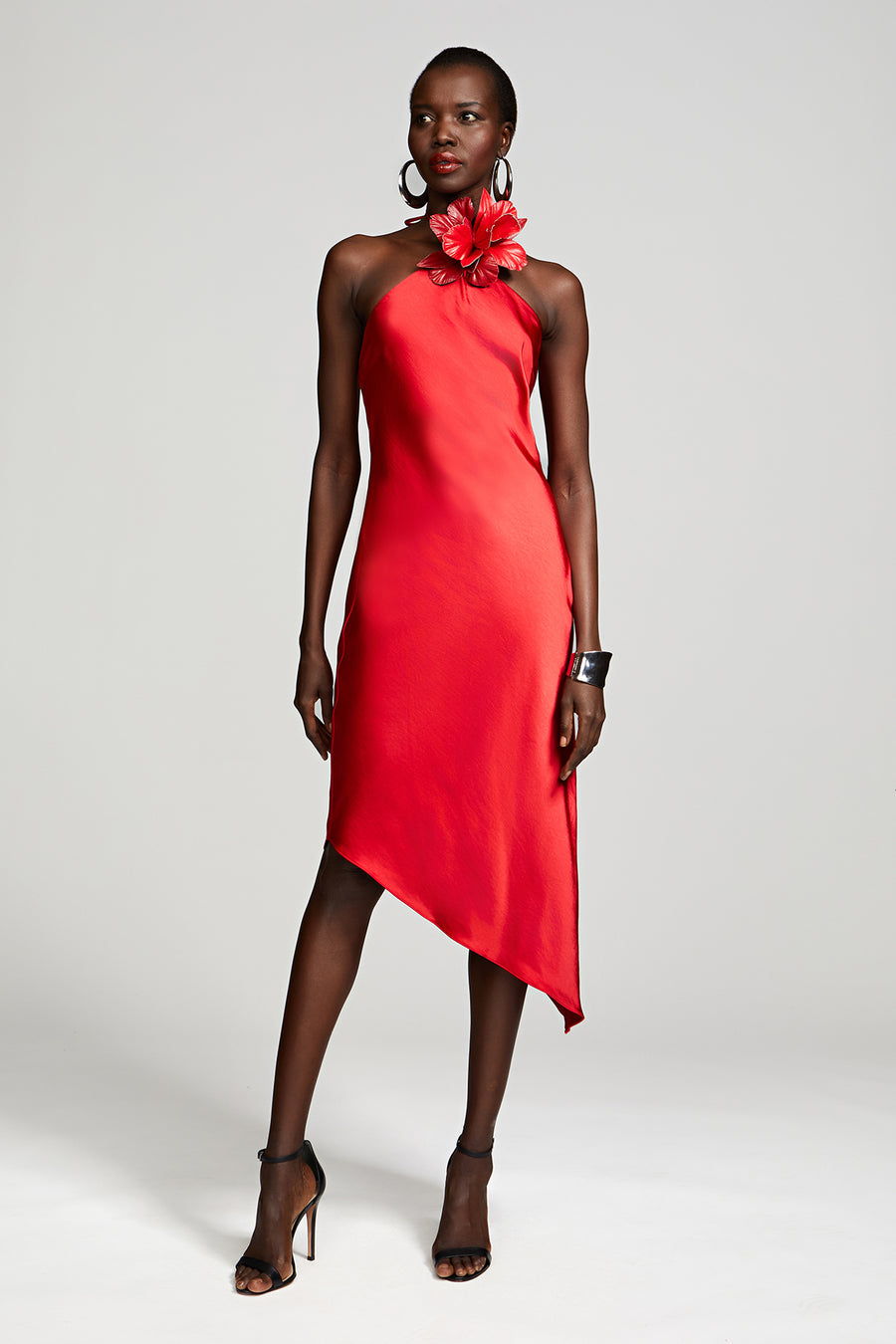 Joellen Dress In Crushed Satin Halston Joellen Dress In Crushed Satin Halston