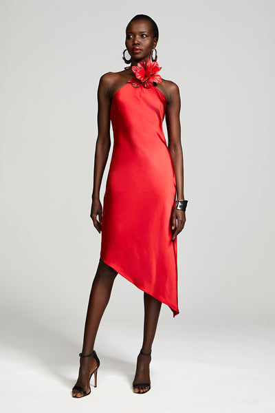 Joellen Dress In Crushed Satin – Halston