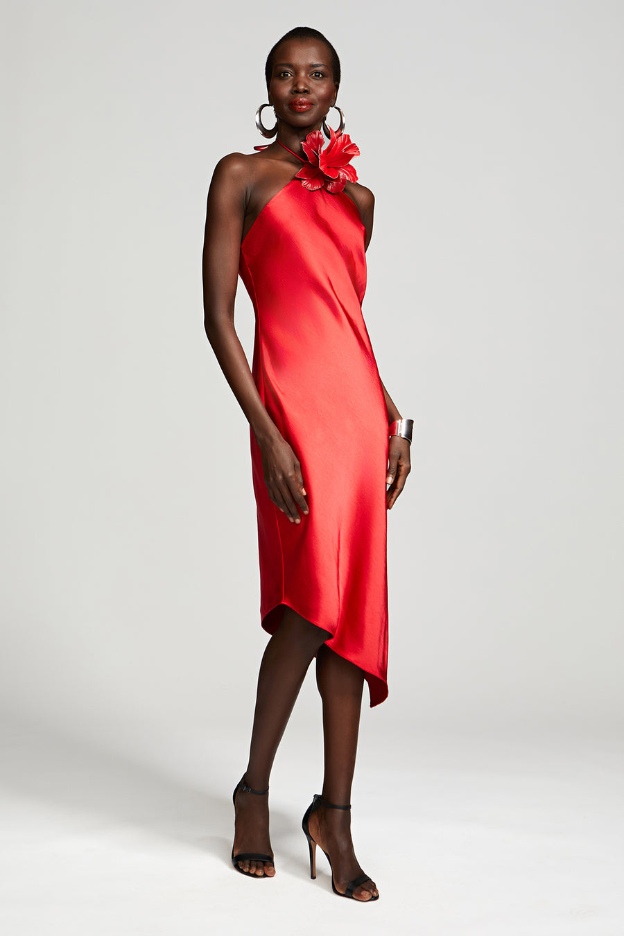 crushed silk dress EILEEN FISHER Crushed-Silk V-Neck Dress
