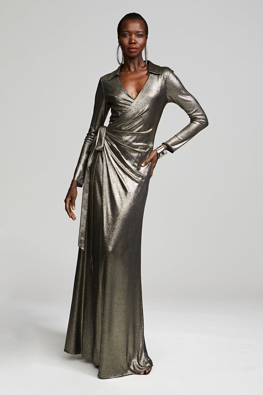 Jira Gown In Metallic Jersey