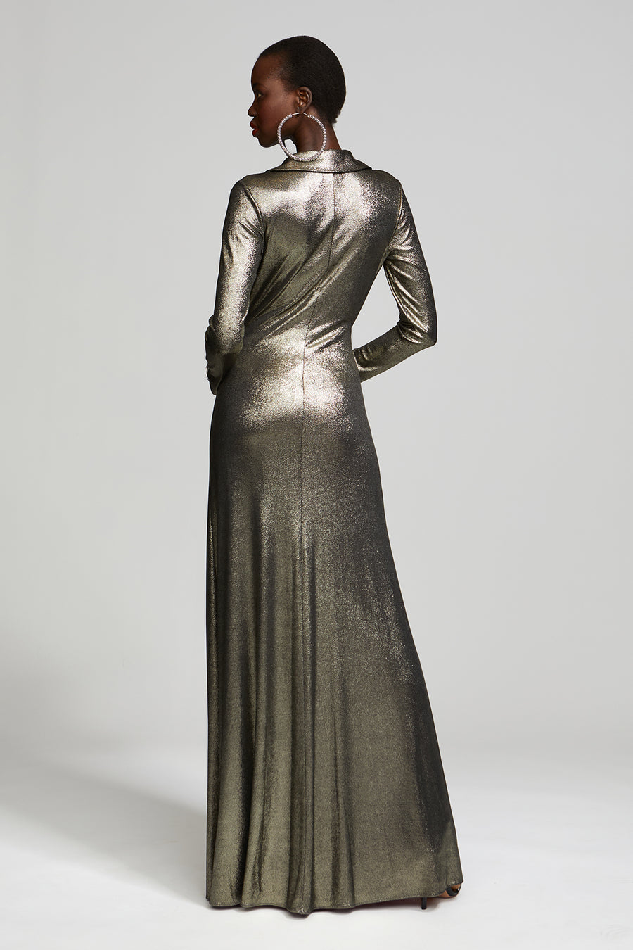 Jira Gown In Metallic Jersey