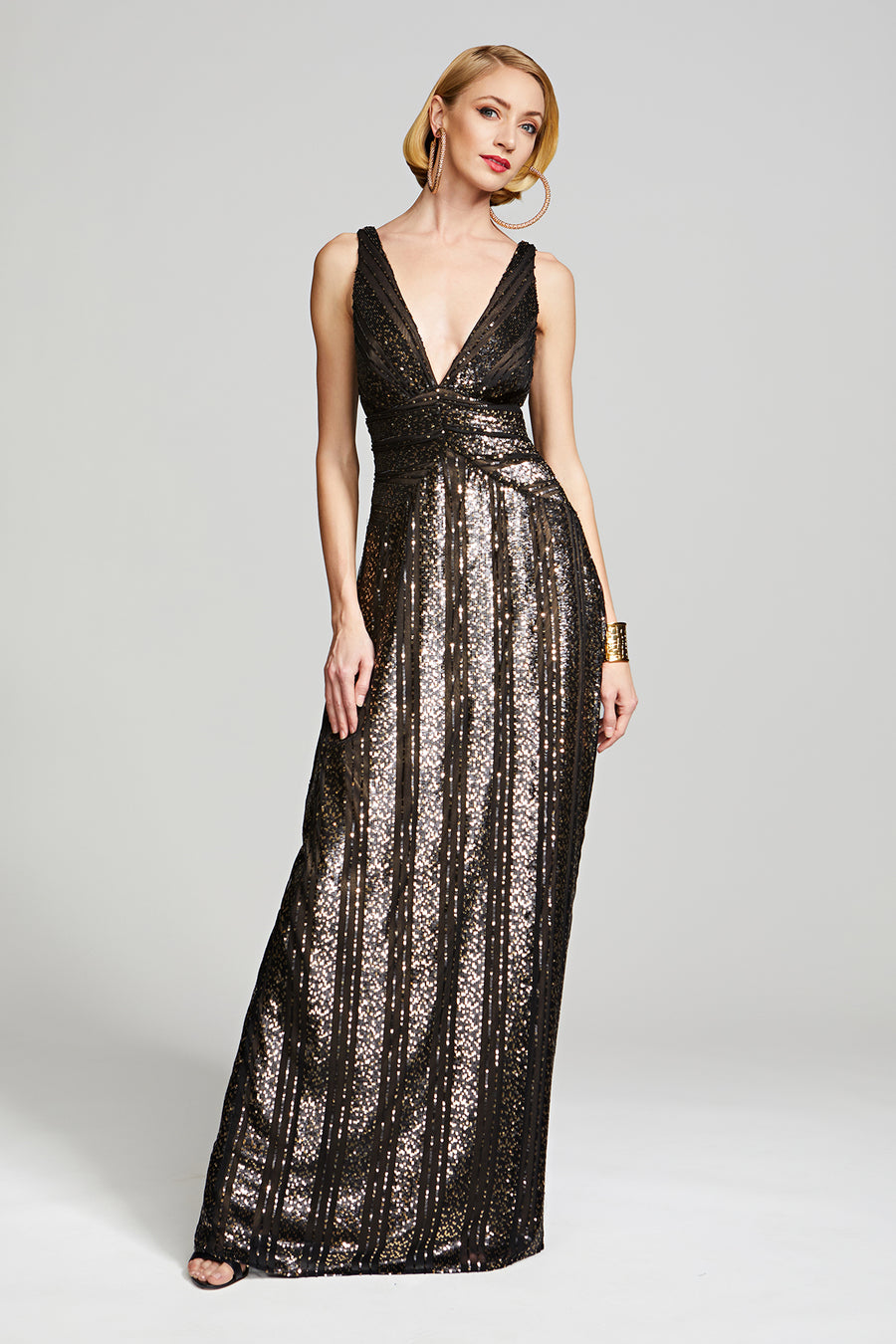 Esra Gown In Striped Sequin