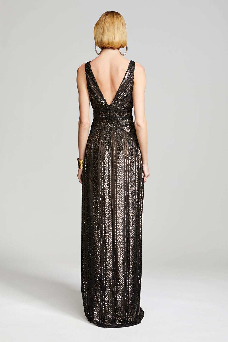 Esra Gown In Striped Sequin