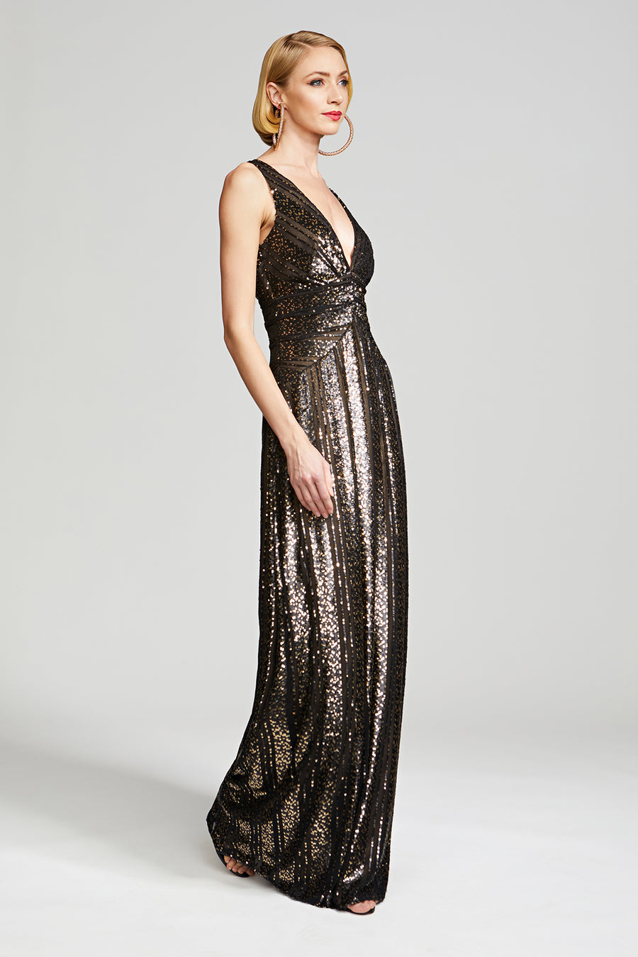 Esra Gown In Striped Sequin