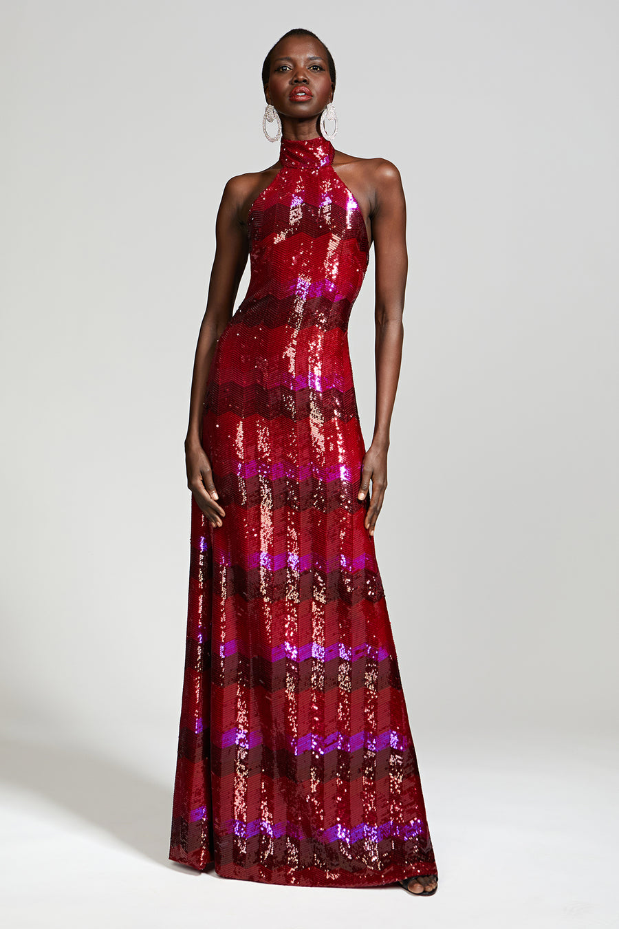 Eira Gown In Chevron Sequin Eira Gown In Chevron Sequin