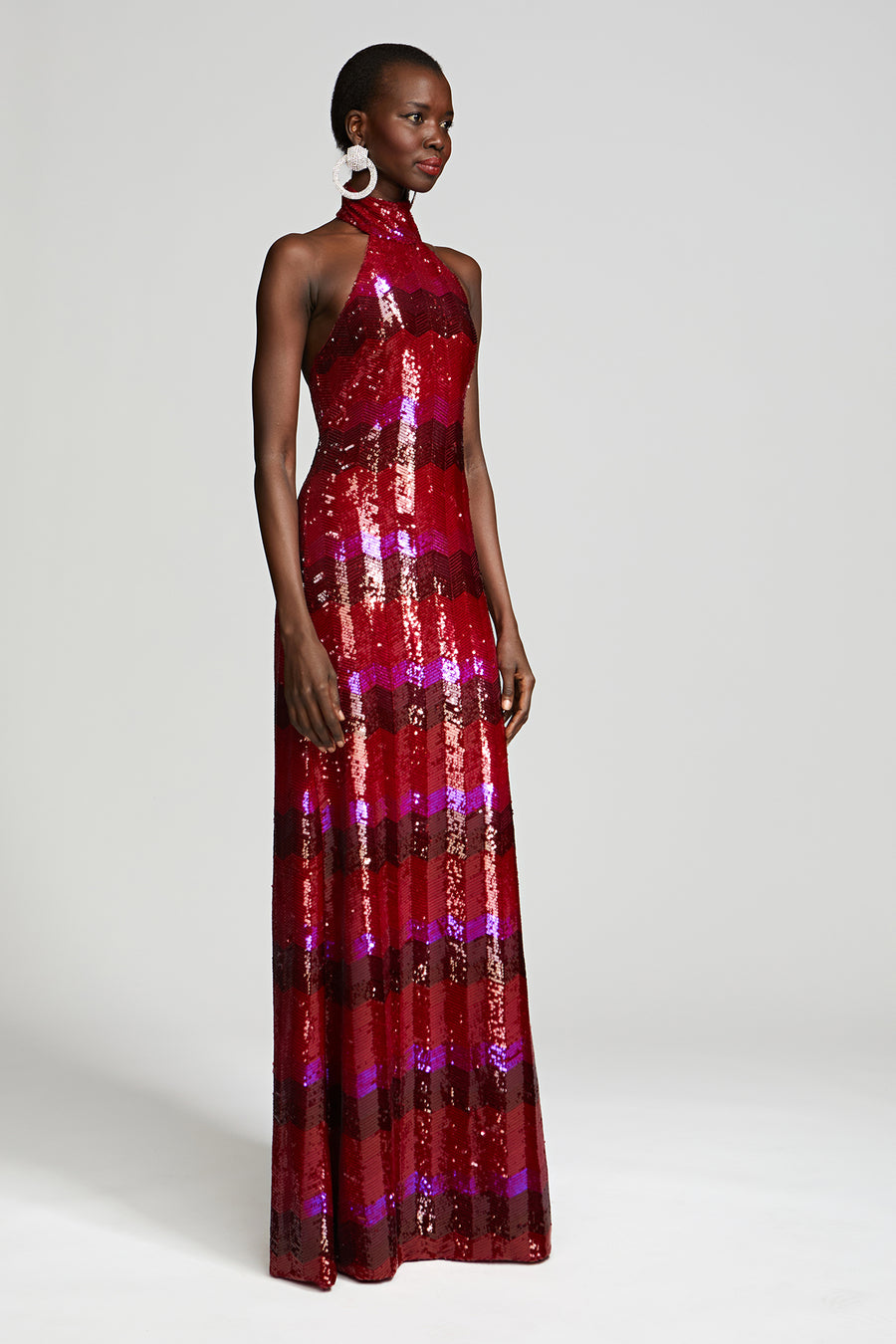 Eira Gown In Chevron Sequin Halston Eira Gown In Chevron Sequin Halston