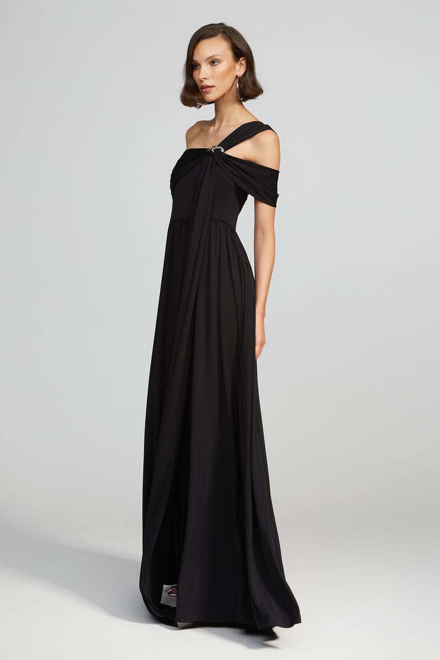matte jersey off shoulder maxi dress Helsa Matte Jersey Off Shoulder Maxi Dress in Elm