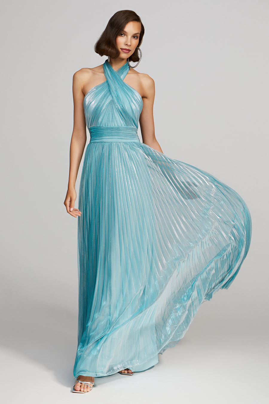 Leilani Gown In Pleated Lurex – Halston Leilani Gown In Pleated Lurex – Halston